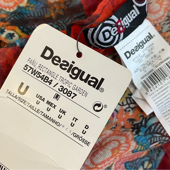 NWT - DESIGUAL Large Colorful Mandala Print Designer Scarf Wrap. - Picture 8 of 12